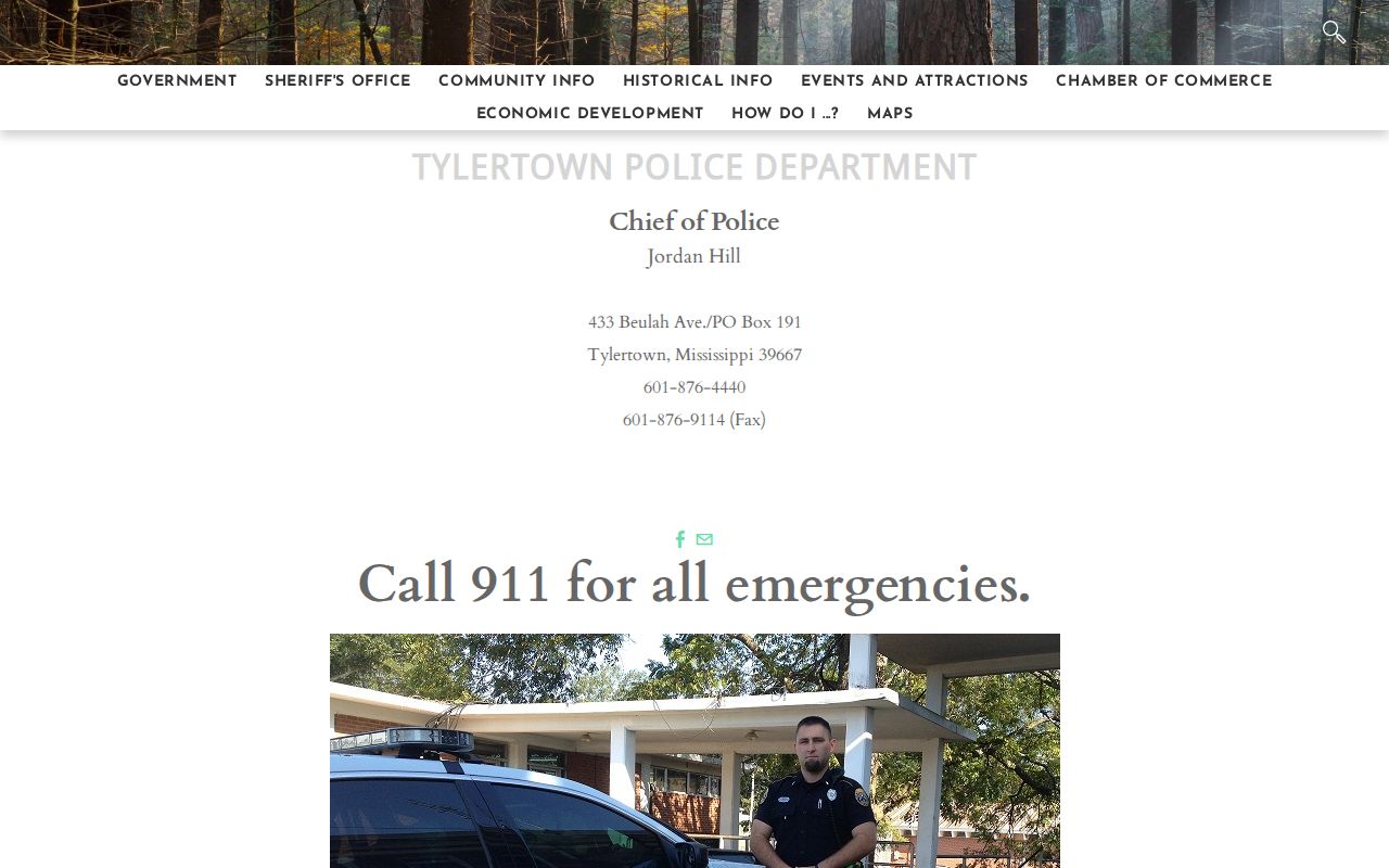Tylertown Police Department directory for Walthall County arrest-record contact