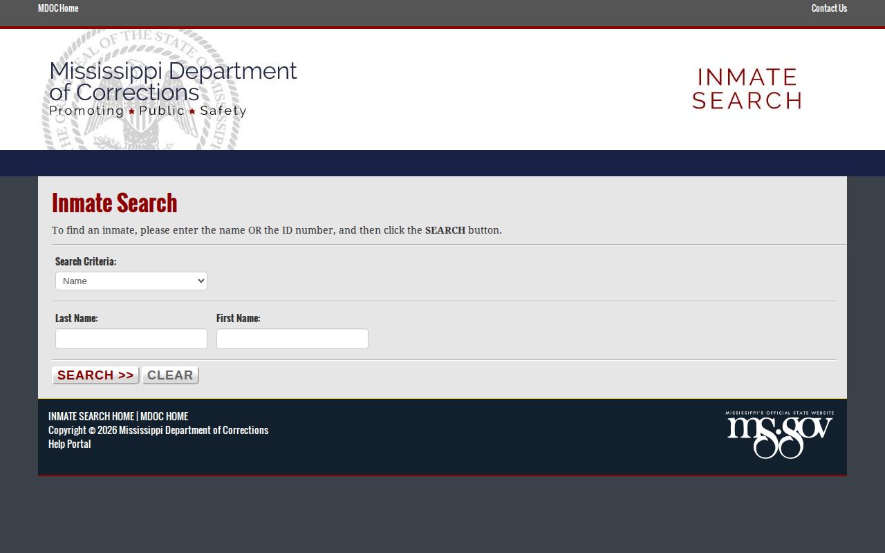 Mississippi Department of Corrections search for Walthall County custody record follow-up