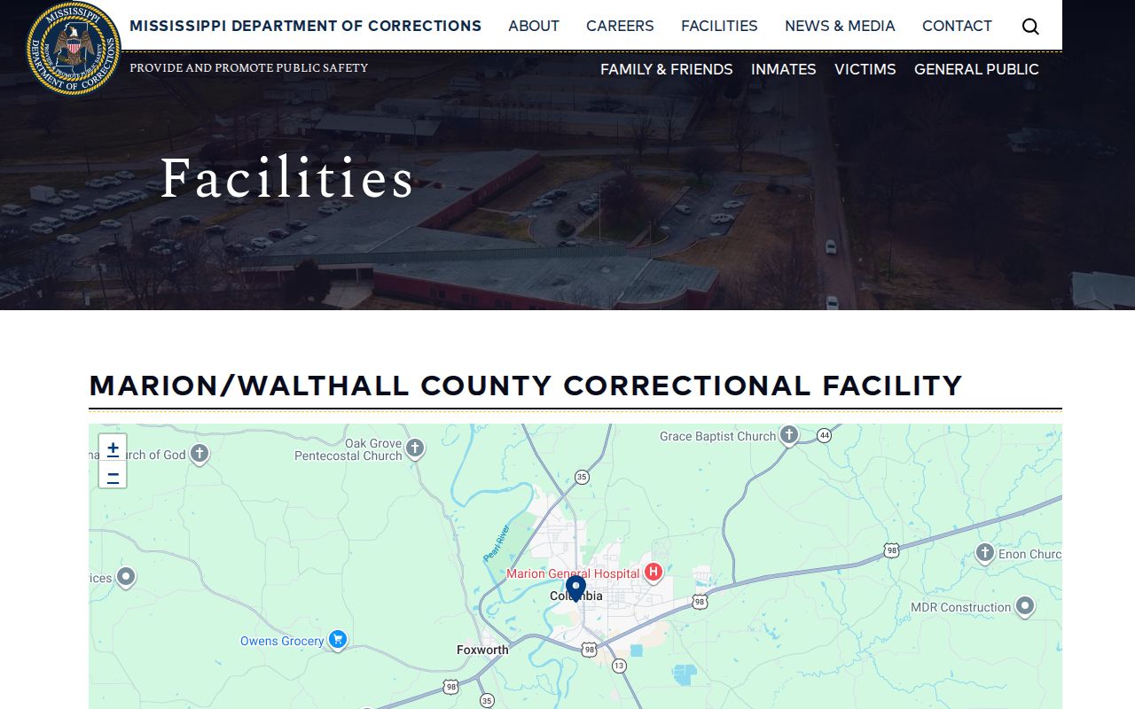 MDOC Marion Walthall County Correctional Facility official custody record information